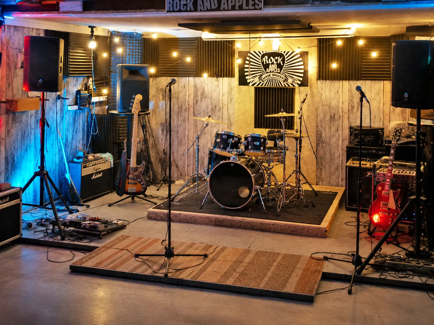 Sala de ensayo equipada para músicos y grupos
